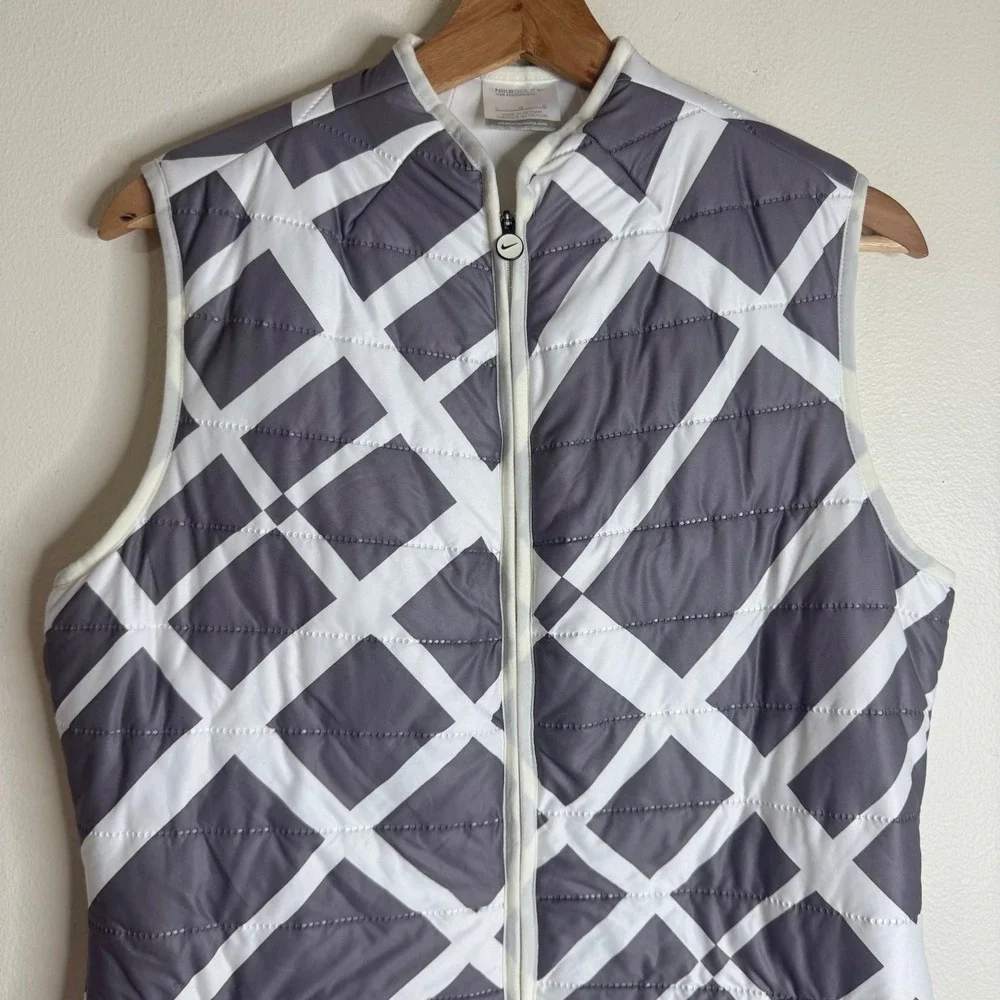 Nike Golf Vest ladies Tour Performance Quilted Puffer Grey White Large